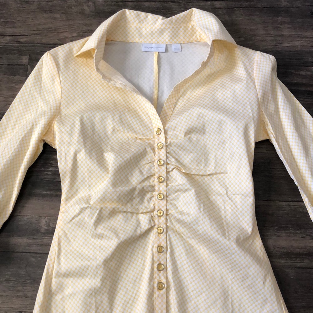 NY & Co Yellow White Career Top size XS - Picture 2 of 10